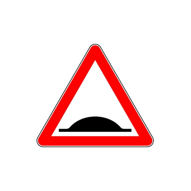 Warning Bumps Road sign in red triangle. Vector illustration