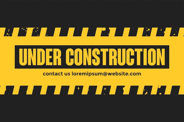 Warning under construction in yellow and black colors eps vector