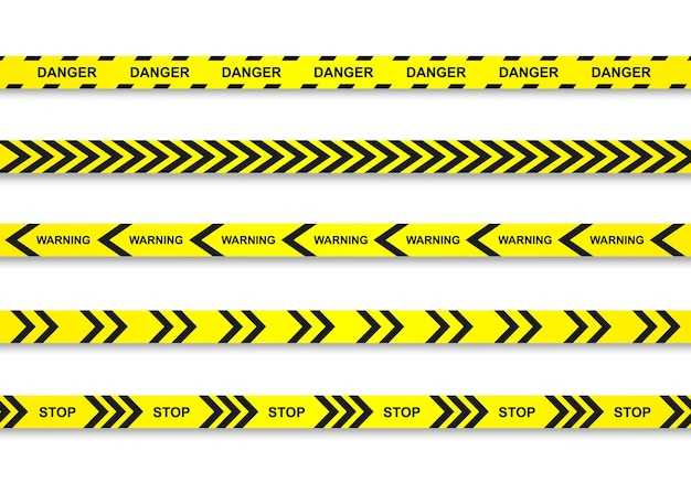 Warning danger crossed tapes Police and crime lines Caution tape Seamless barrier tape Vector