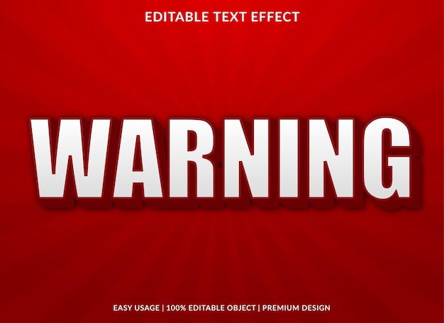 warning editable text effect template use for business logo and brand