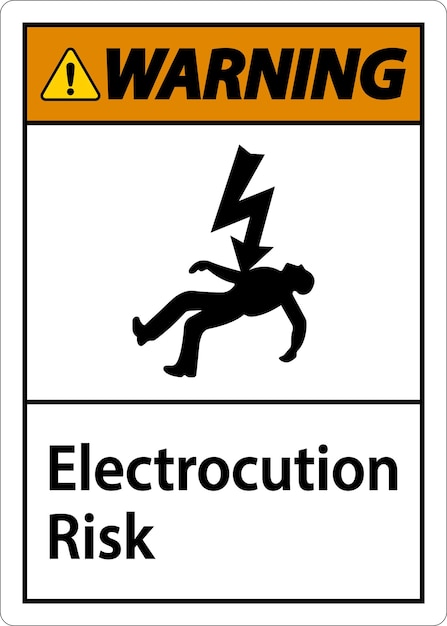 Vector warning electrocution risk sign on white background