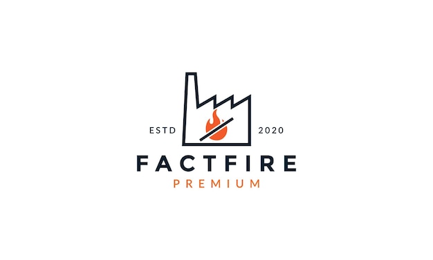 Warning fire  factory line logo vector