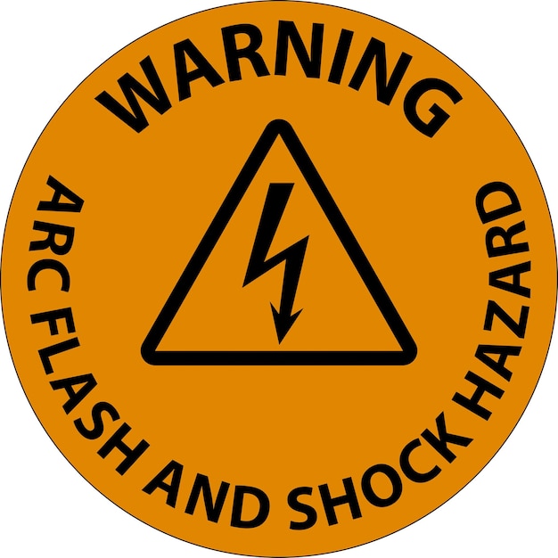 Vector warning floor sign arc flash and shock hazard