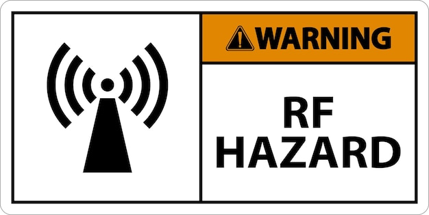 Vector warning rf hazard sign on white background