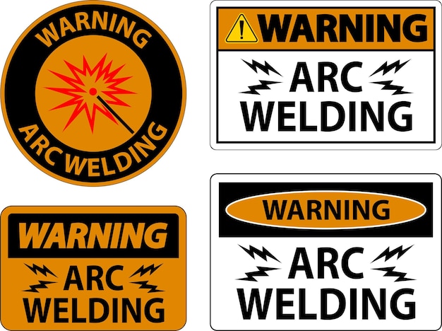 Vector warning sign arc welding on white background