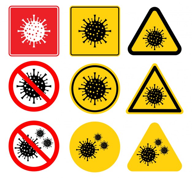 Vector warning sign,caution outbreak coronavirus covid 19