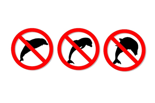 Warning sign no dolphins vector design