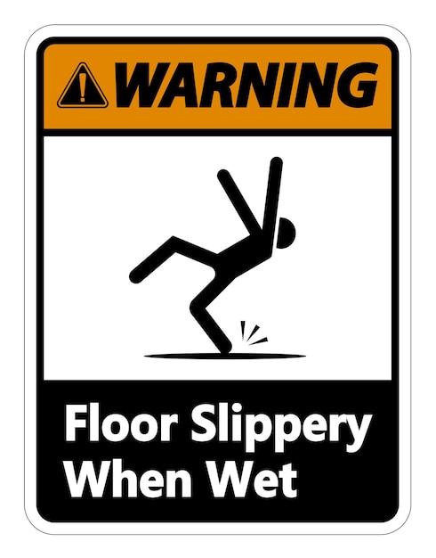 Vector warning slippery when wet sign on white backgroundvector illustration