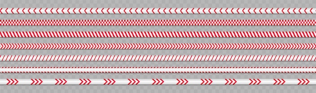 Warning stripes set Police line danger stripes White and red stripes border