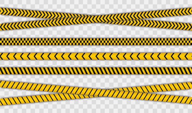 Warning stripes set. Police line, danger stripes. Yellow stripes border. Caution tape. Do not cross.