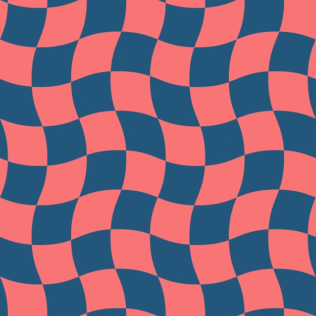 Warped Checkered Seamless Pattern Vector Red Blue Colours Abstract Background