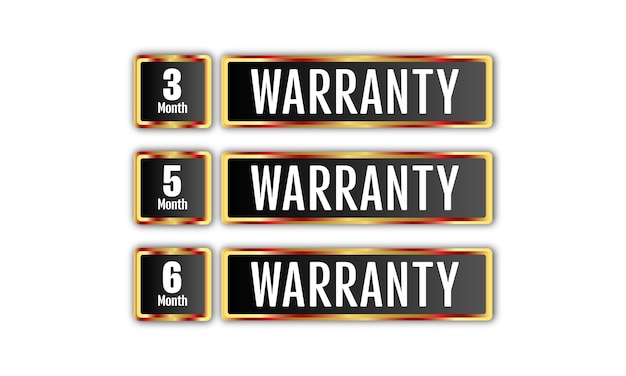 warranty golden and Black labels and badges isolated