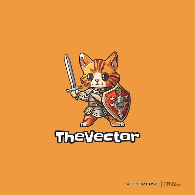 Vector warrior cat logo vector mascot character cartoon illustration eps10