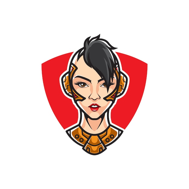 WARRIOR CYBER GIRL HEAD LOGO