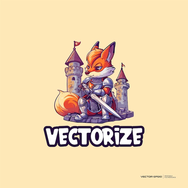 Vector warrior fox vector logo character cartoon illustration eps10