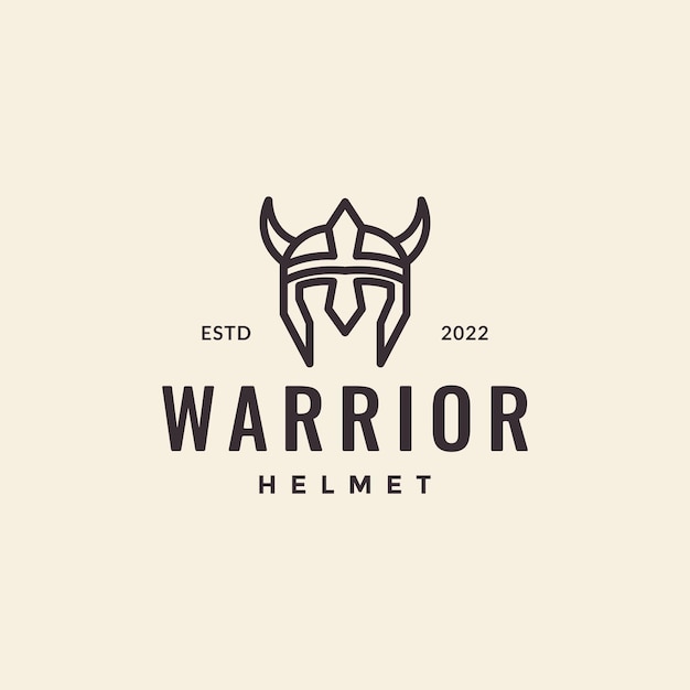 Warrior helmet line hipster vintage logo design