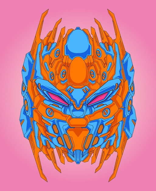 Warrior robot head vector illustration