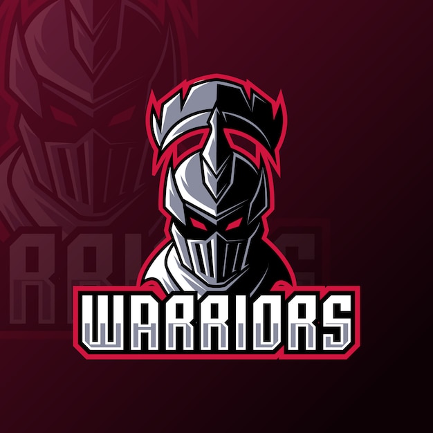 Warrior spartan roman knight mascot gaming logo design  template