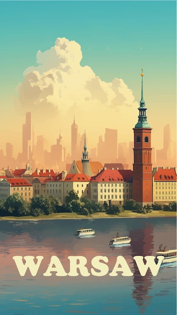 Vector warsaw retro poster