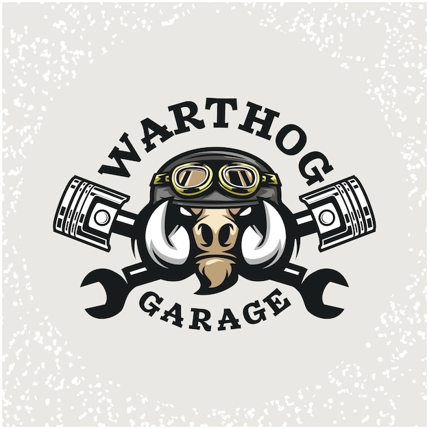 Warthog Wild Boar head auto repair and custom garage logo.