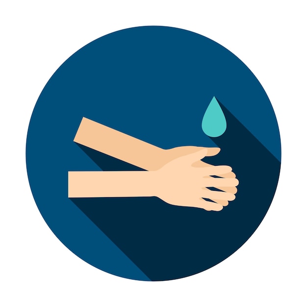 Wash Hands Circle Icon. Vector Illustration with Long Shadow. Medical Item.