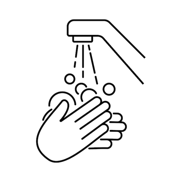 Wash hands icon foam soap on hand thin line web symbol on white background editable stroke vector illustration eps10 Toilet