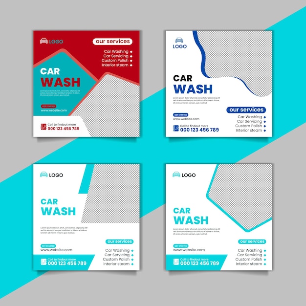 wash social media post and web banner set