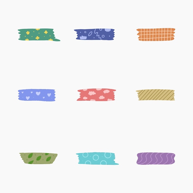 Vector washi tape hand drawn vector illustration