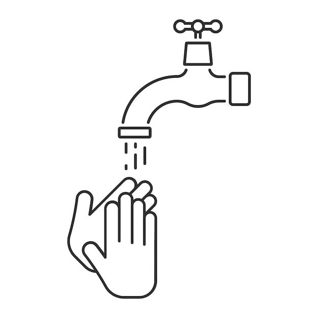 Washing hands under falling water from water tap Vector illustration