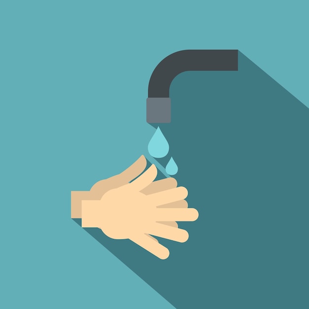 Vector washing hands under running water icon flat illustration of washing hands under running water vector icon for web isolated on baby blue background