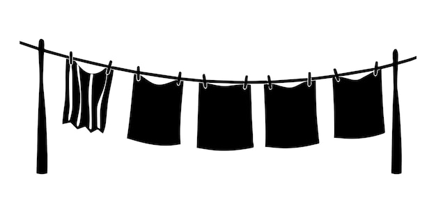 Vector washing line silhouette