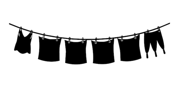 Vector washing line silhouette