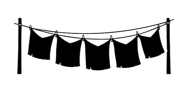 Vector washing line silhouette