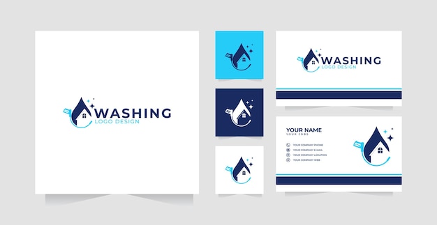 Washing logo design inspiration and business card