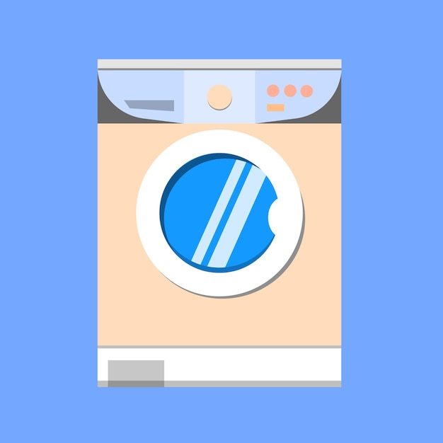 Washing machine on blue background Flat design vector illustration