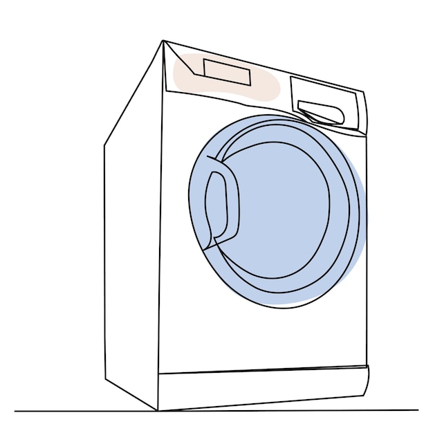 Washing machine drawing by one continuous line vector