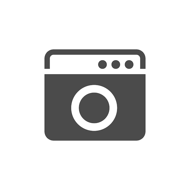 Washing machine icon in black and white