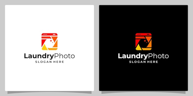 Washing machine laundry icon logo design with camera lens Modern vector logo design template design