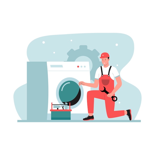 Washing machine repair illustration concept