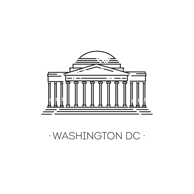 Vector washington dc line art vector illustration thomas jefferson memorial