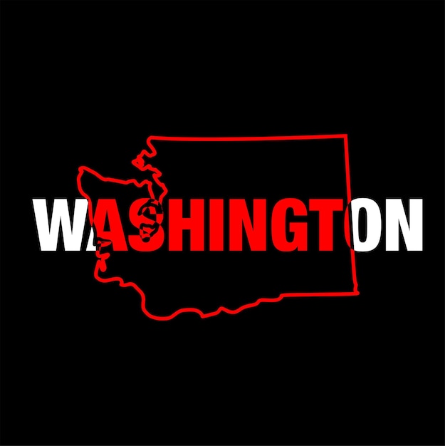 Washington map typography illustration on black color