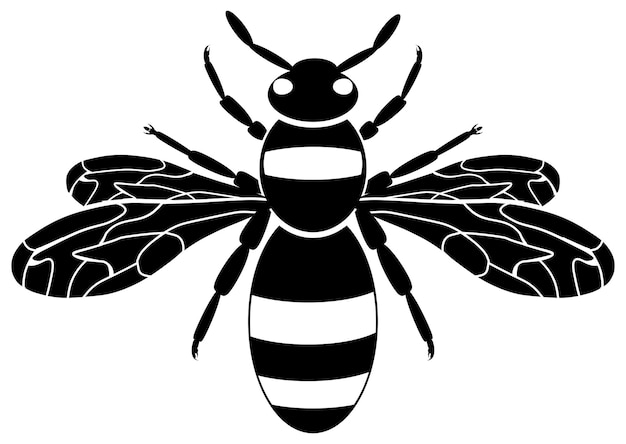 Wasp icon. Bee icon. Insect wasp, black wasp silhouette. A stinging insect. Flat design. Vector