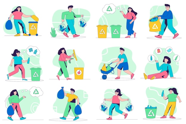 Waste management concept isolated person situations.