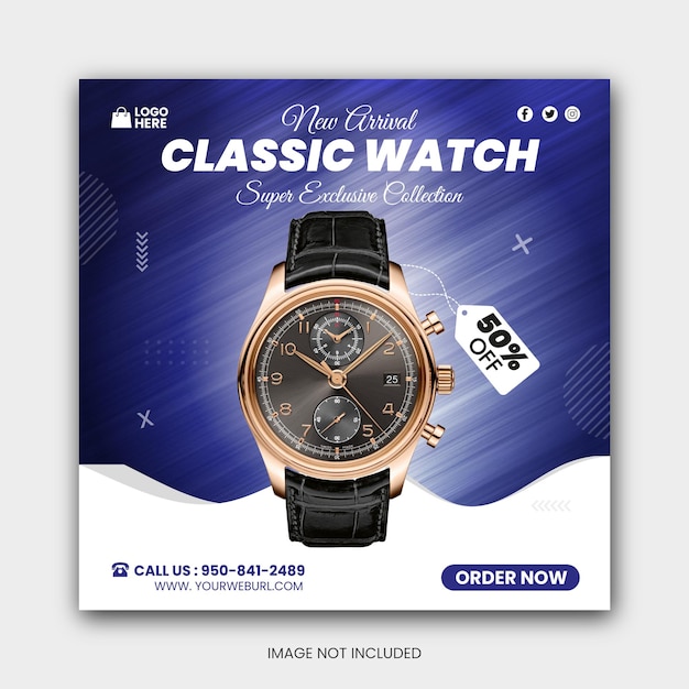 Vector watch sale social media or instagram post template design