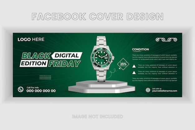 Vector watch sale social media post design amp facebook cover design for business promotion