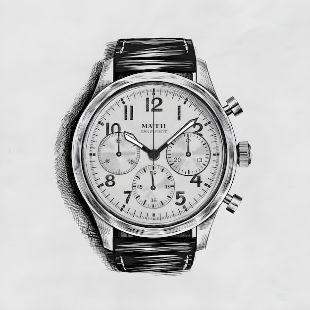 Vector watch vector pencil ink sketch drawing black and white monochrome engraving style