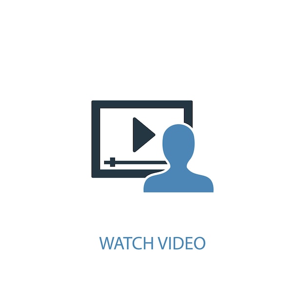 Watch video concept 2 colored icon. Simple blue element illustration. watch video concept symbol design. Can be used for web and mobile UI/UX