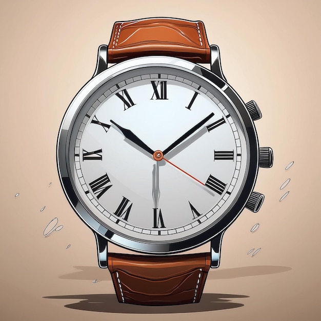 Vector a watch with a brown leather band and a brown leather band