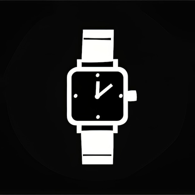 Vector a watch with a white face and black hands and a white band