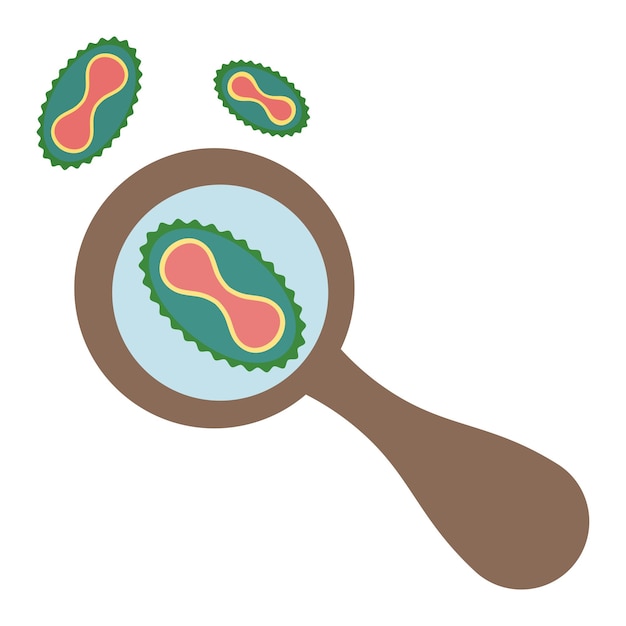 Watching the monkeypox virus through a magnifying glass in flat style